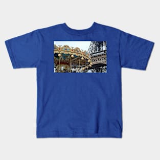 Paris Carousel and Eiffel Tower Kids T-Shirt